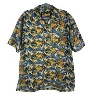 Jimmy Buffett Margaritaville Hawaiian Shirt Mens Size Medium Travel Short Sleeve